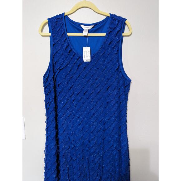 CJ Banks NWT Blue tank midi dress with ruffle detailing size 1X - Picture 1 of 5